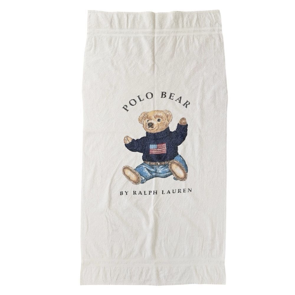 Vintage Ralph Lauren Polo Bear Beach Bath Towel Made In USA